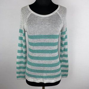 Converse S Striped Open Loose Knit Pullover Acrylic Lightweight Sweater Casual